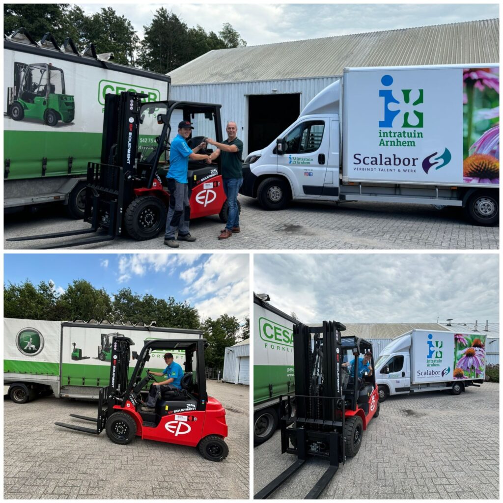 Nieuwe elektrovorkheftruck ontvangen bij Intratuin Arnhem Presikhaaf. Dank aan René Heupink van Esra Intern Transport voor de aflevering!